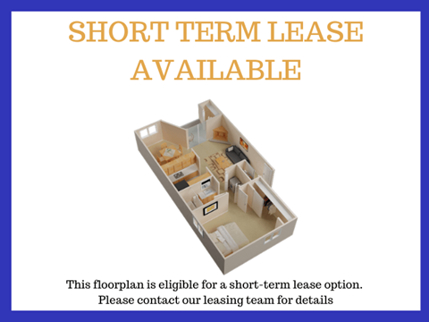 Floor plan for 1 bed, 1 bath, 710 sqft
